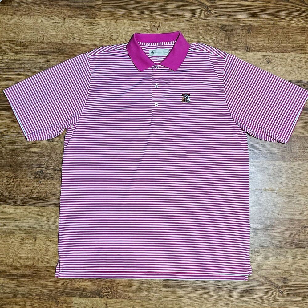 DONALD ROSS Mens Size XL Performance Stretch Golf Stripes Pink Polo